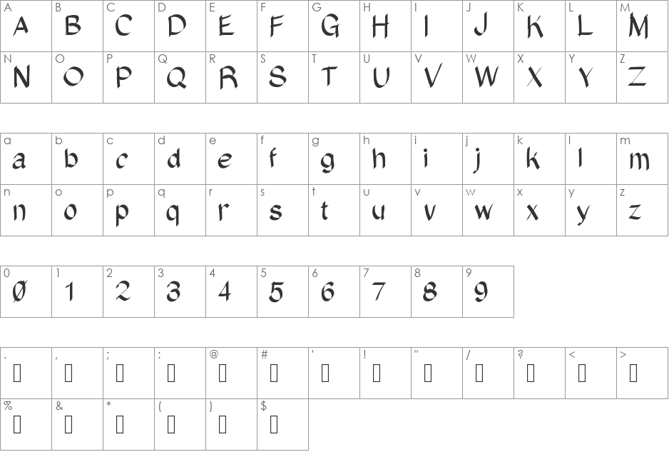 ElisFont3 font character map preview