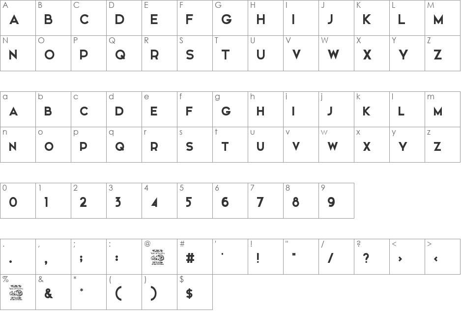 Elkwood font character map preview