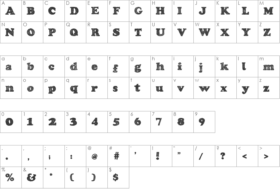 Elleface Typeface font character map preview