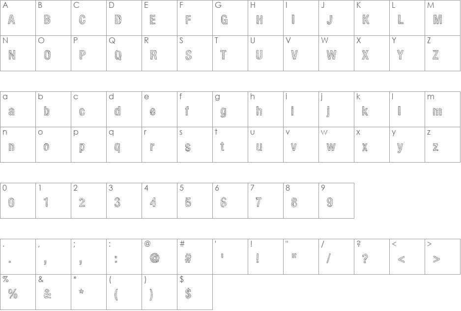 Elliot font character map preview