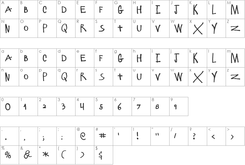 ElliotSix font character map preview