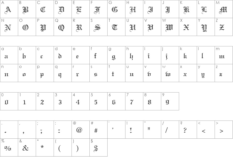 Elliott-Light font character map preview