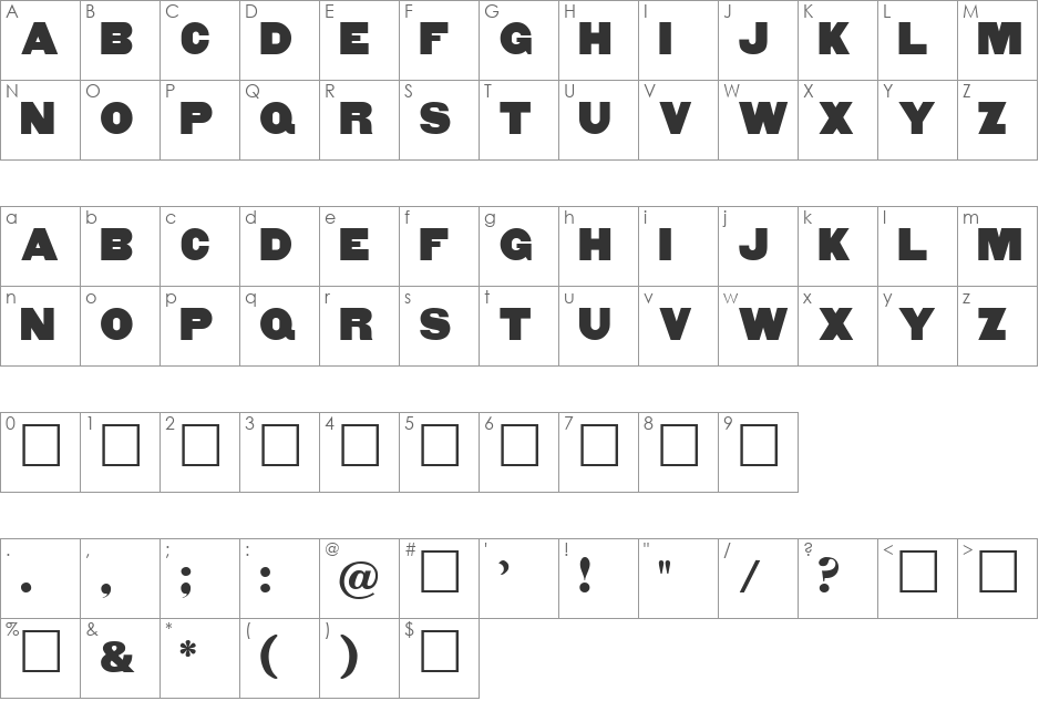 ElliotTwo font character map preview