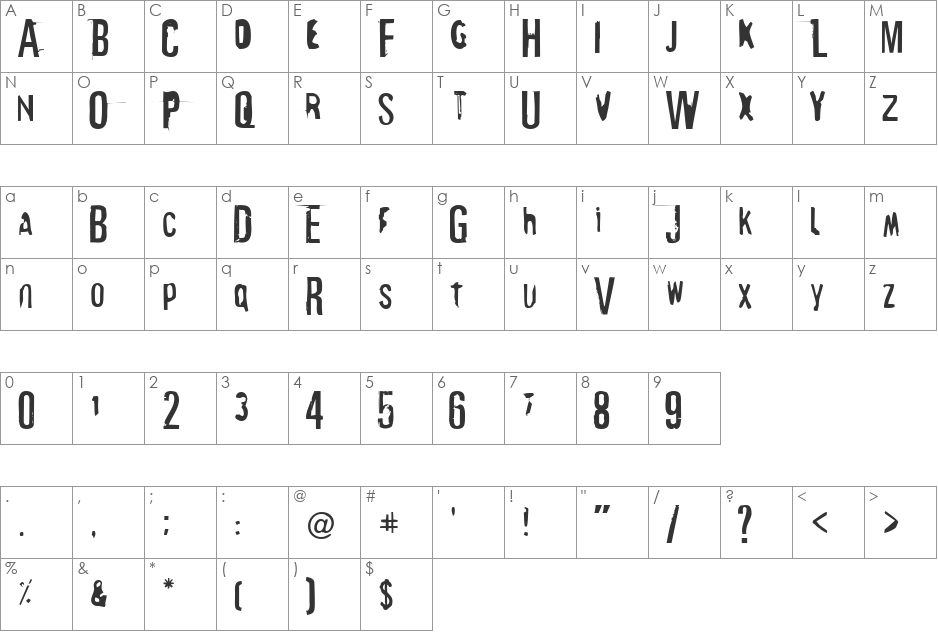 elmono font character map preview