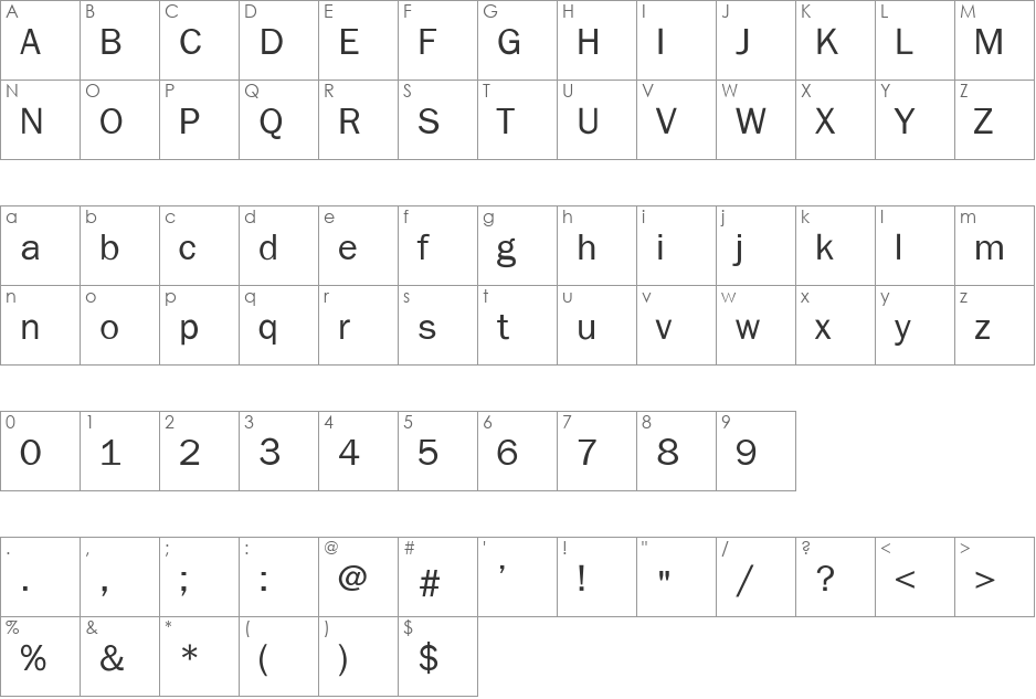Eluthera Light 1 font character map preview