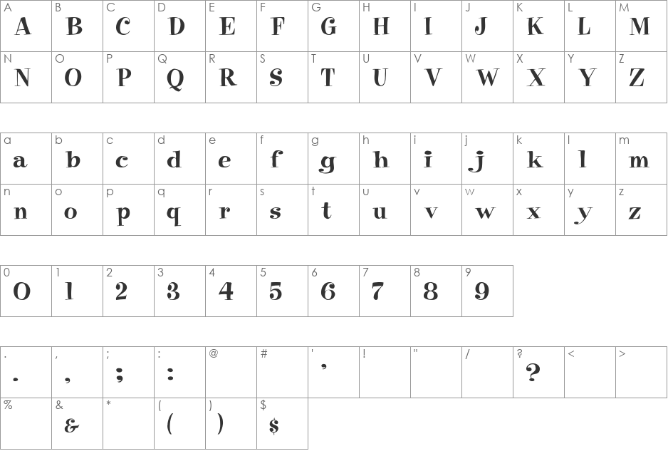 ElvenFont font character map preview