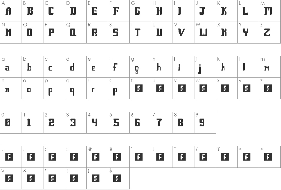 Elvish Presley font character map preview