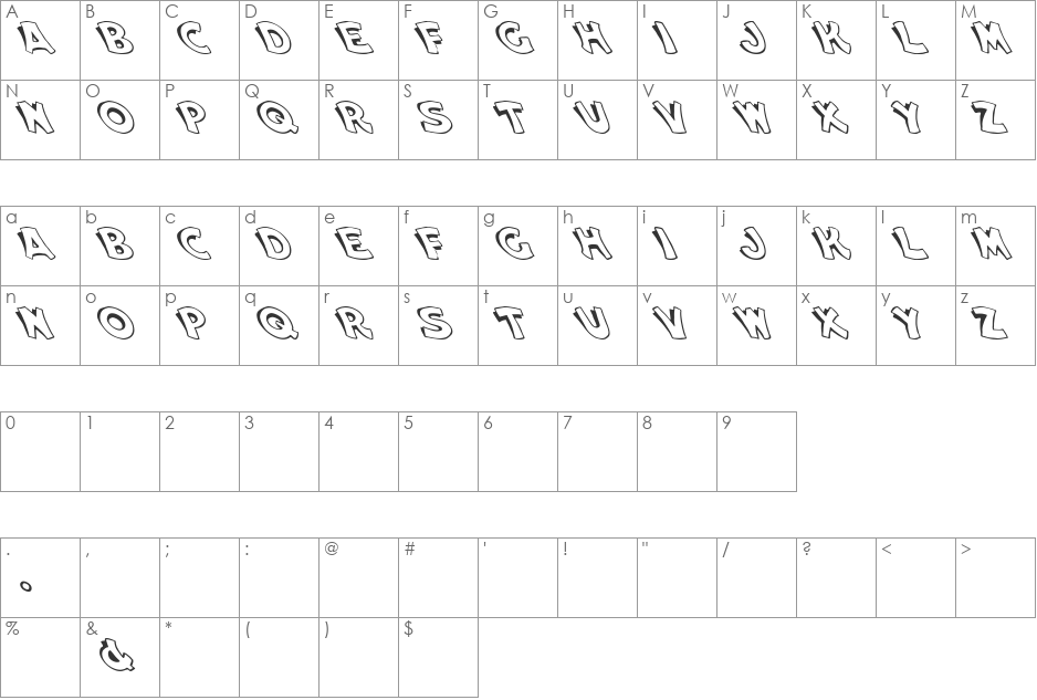 Elwood Lefty font character map preview