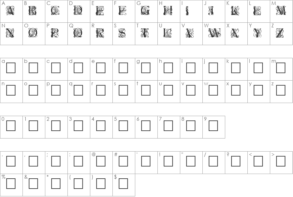 ElzevierCaps font character map preview