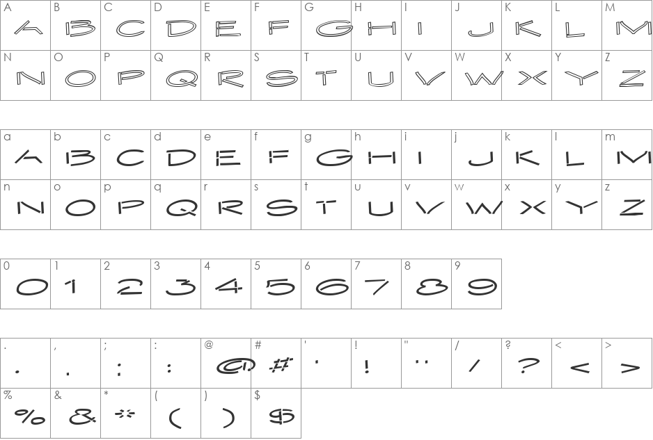 Embangwa font character map preview