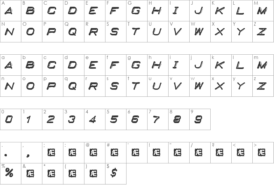 Embossing Tape 2 (BRK) font character map preview