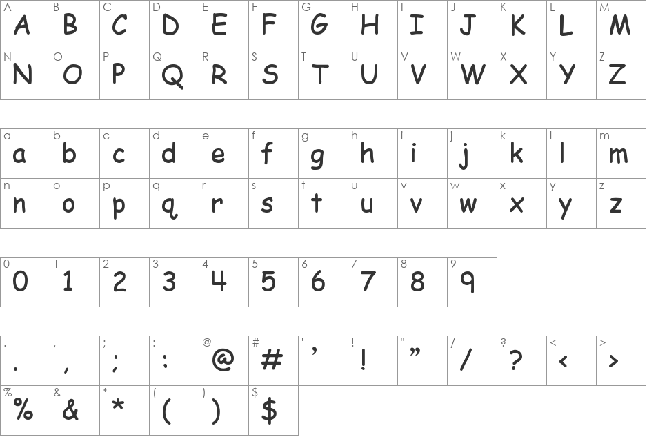 EMcomic-Regular font character map preview