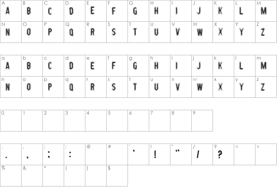 Emergency Exit font character map preview