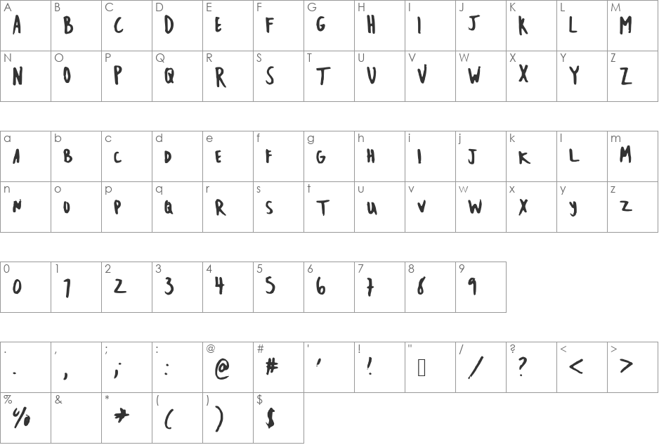EmileeCaps font character map preview