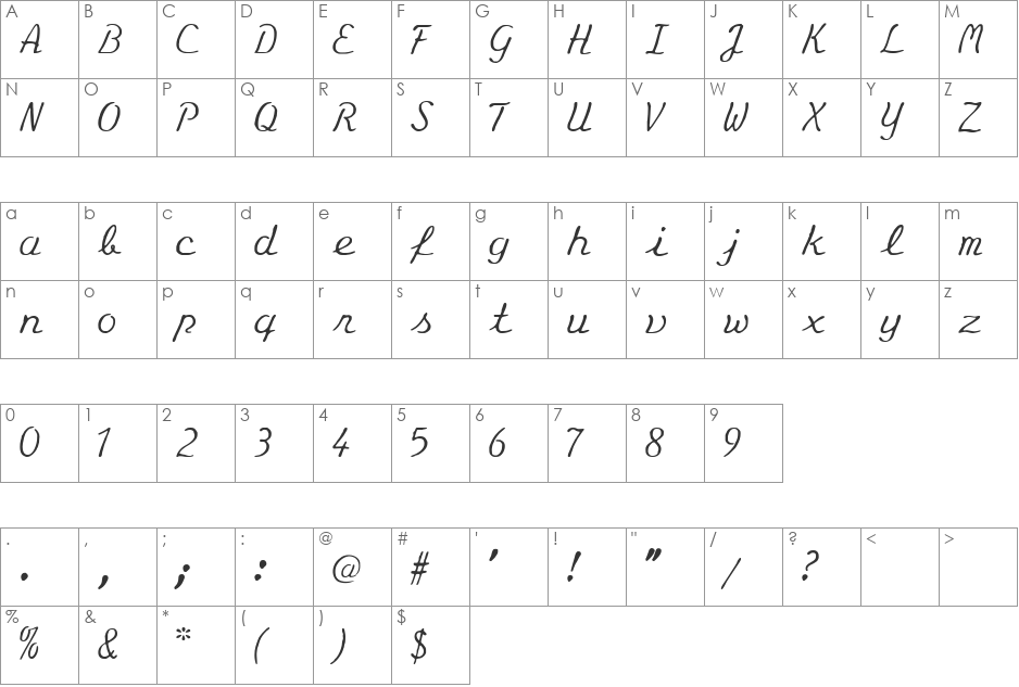 Eminenz font character map preview