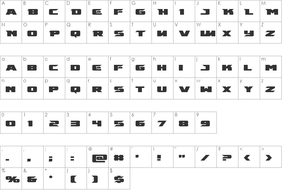 Emissary Super-Italic font character map preview