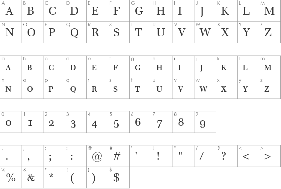 Emona SmallCaps font character map preview