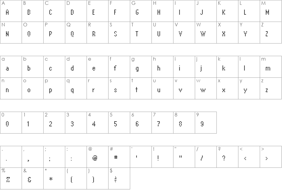 EmperorEight font character map preview