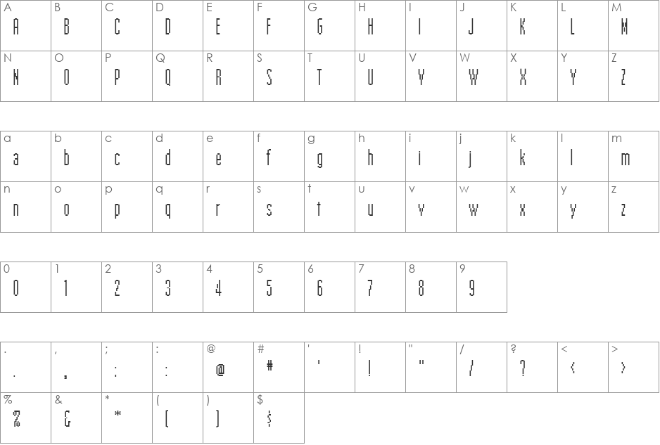 EmperorFifteen font character map preview