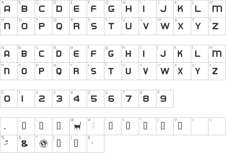 EmpireBuilder font character map preview