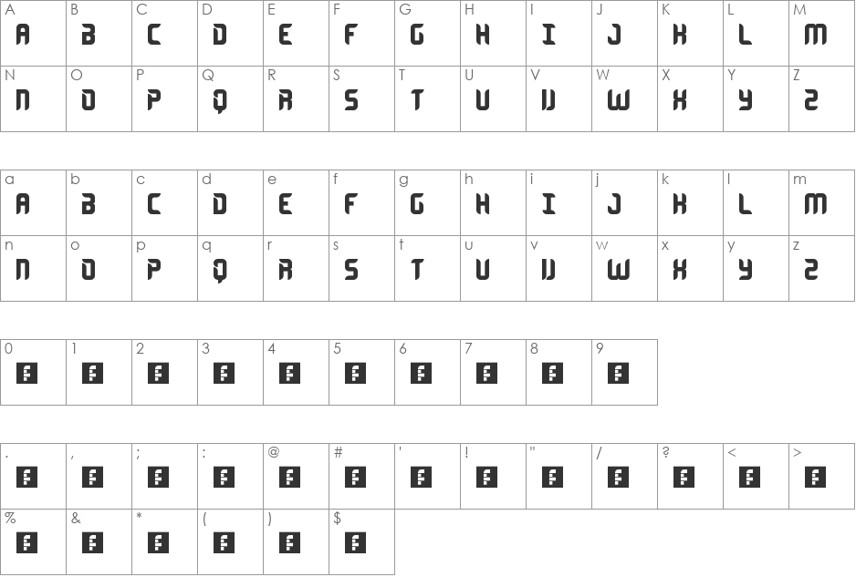 Encrypted font character map preview