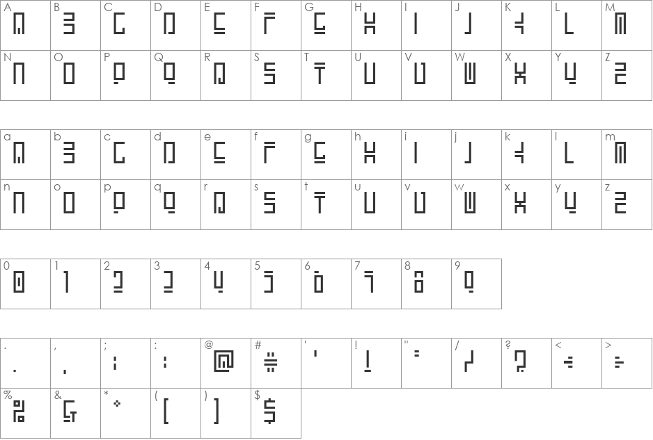 Encrypted Wallpaper font character map preview