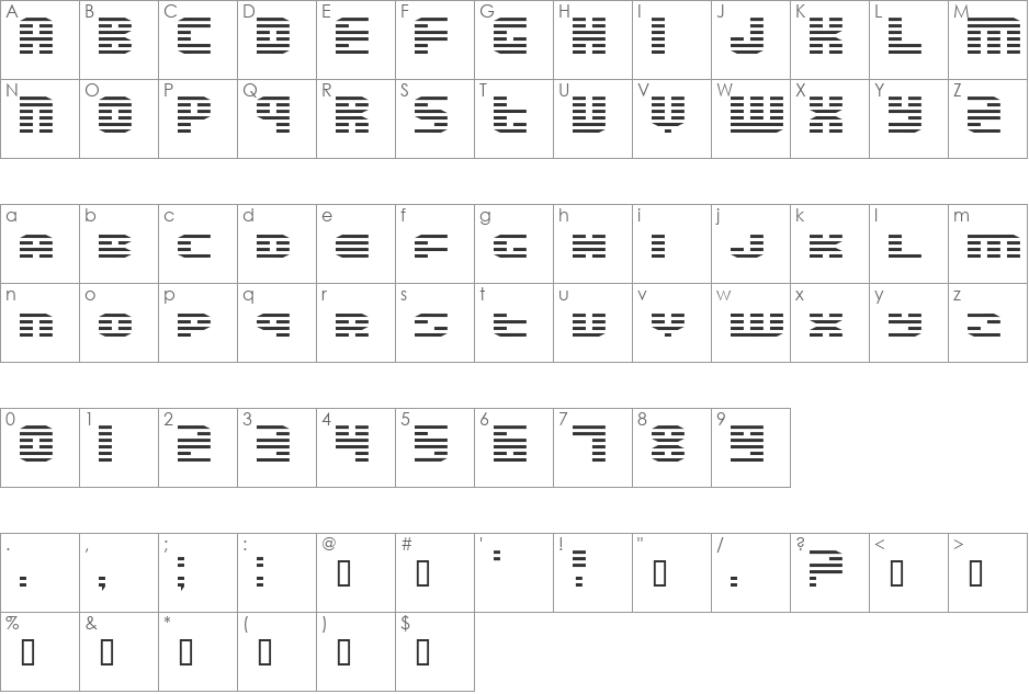 Enduro Dos font character map preview
