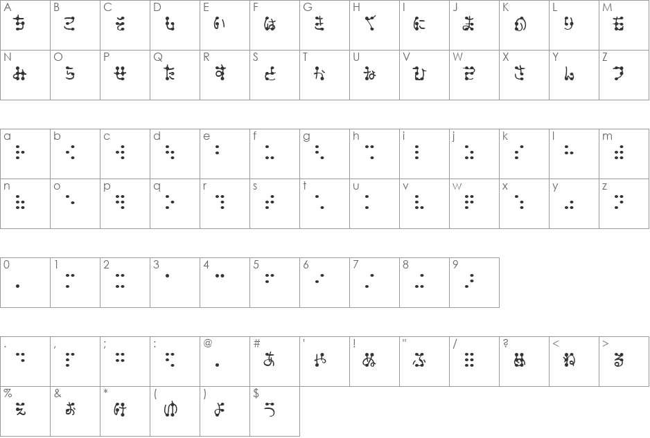 enen font character map preview