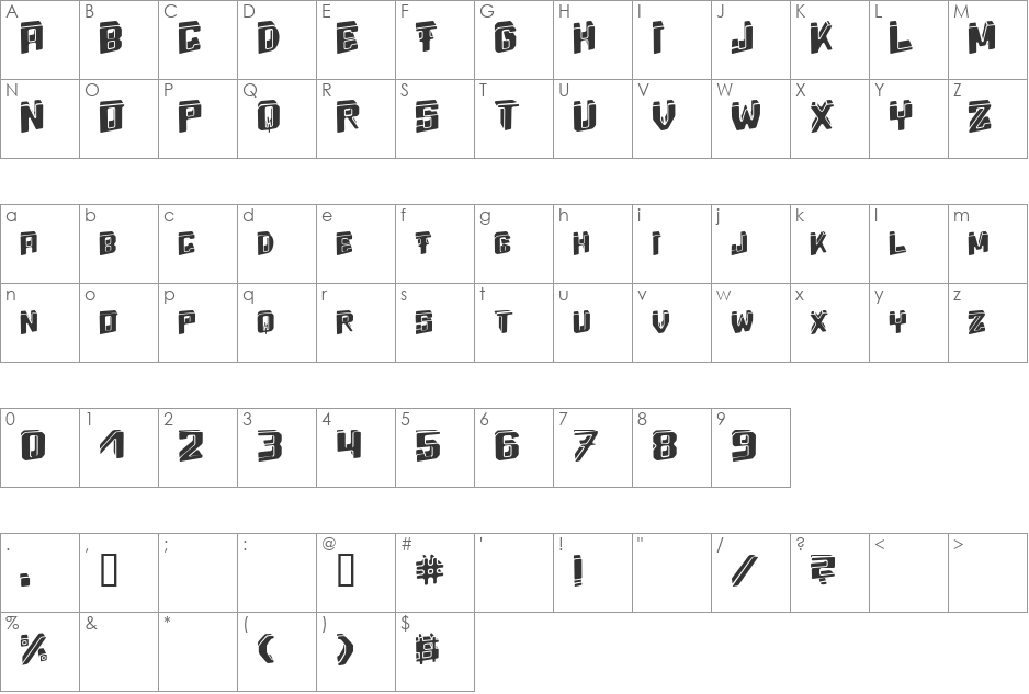 Energydimension font character map preview