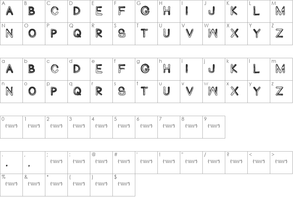 Abduco font character map preview