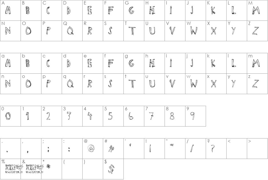 Enfermo Rules font character map preview