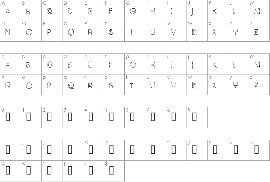 Enjoy The Alien font character map preview