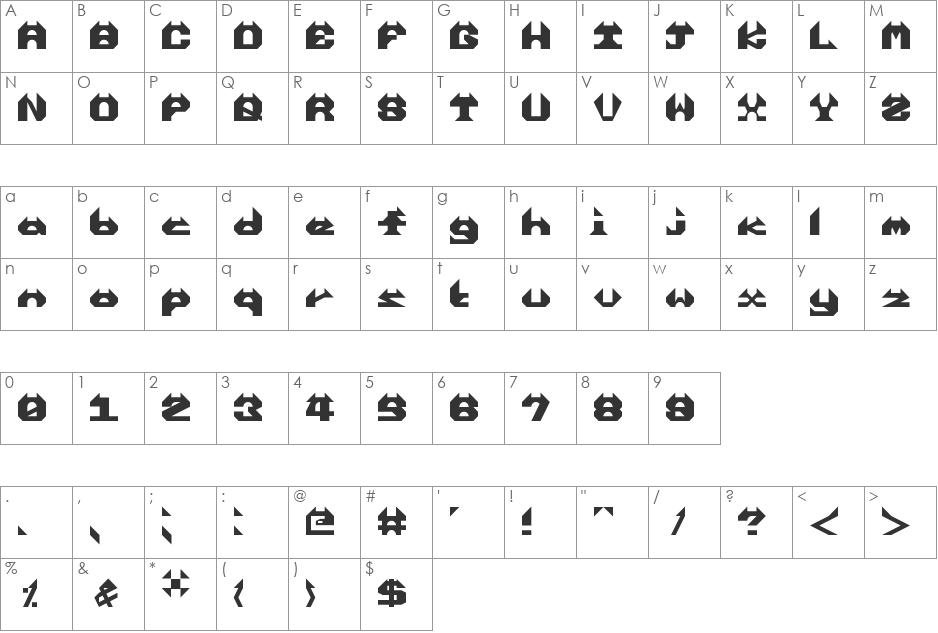 enrealhorns font character map preview