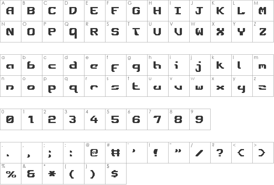 Ensign Flandry font character map preview