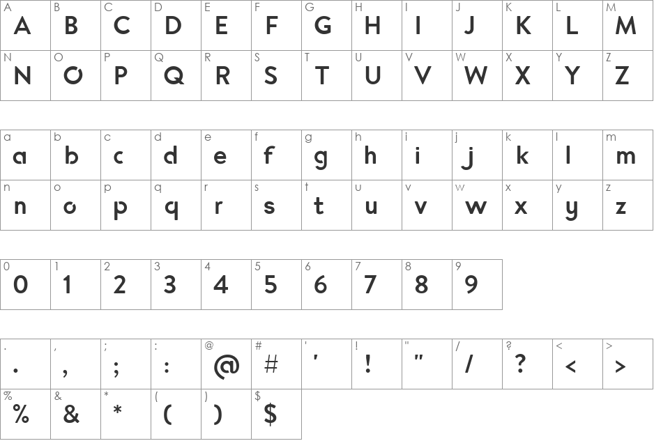 Enso font character map preview