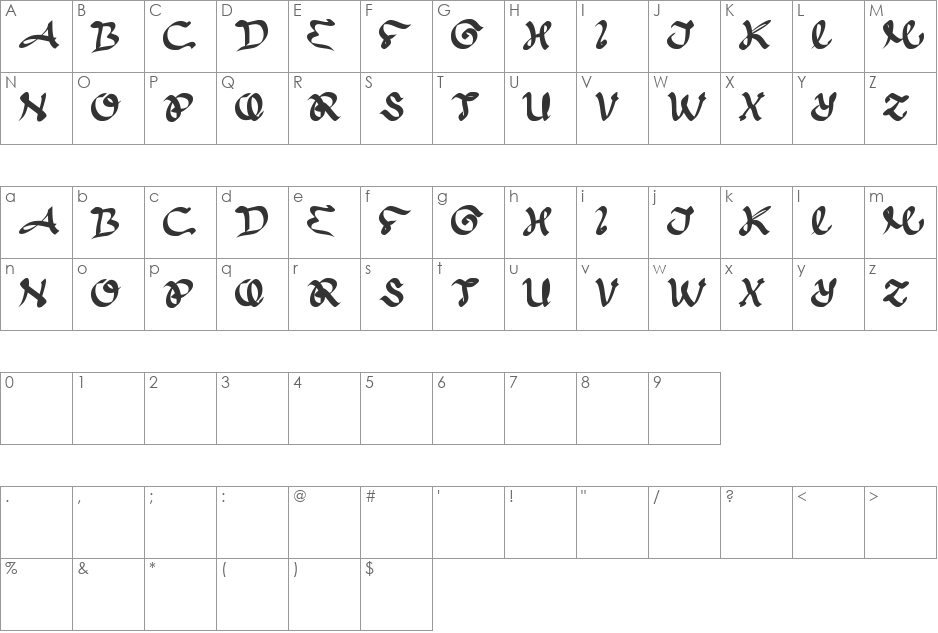 ENTERTAINMENT font character map preview