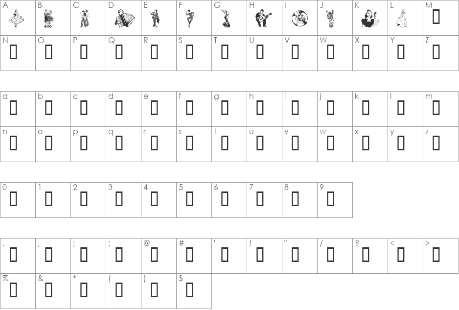 Entertainment 1 font character map preview