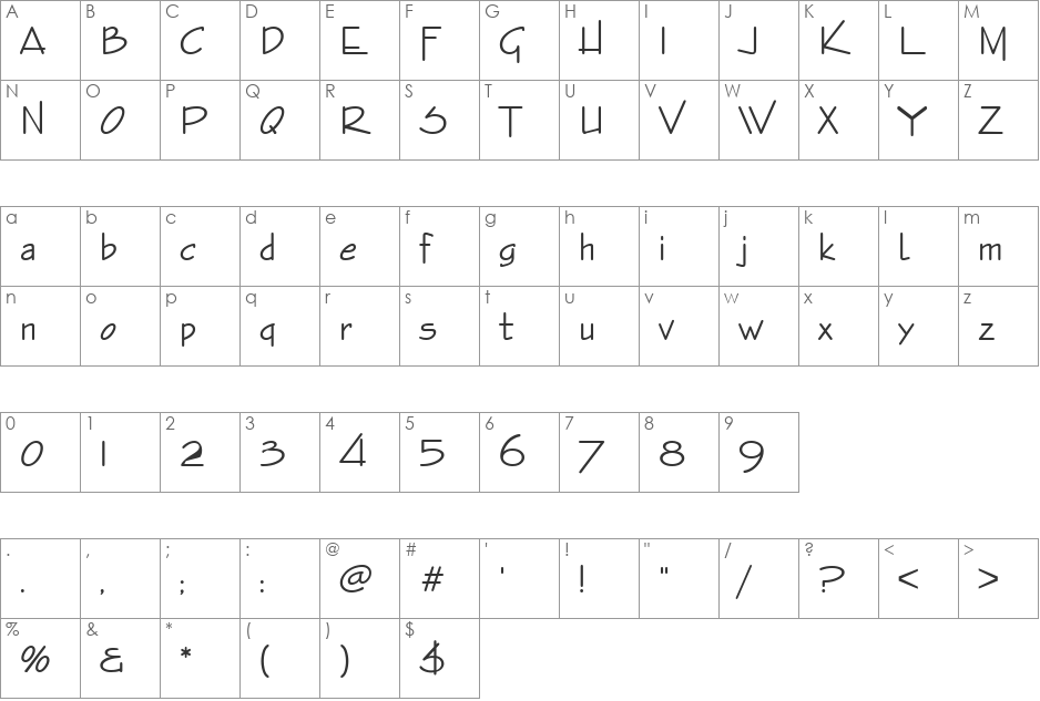 Enviro font character map preview