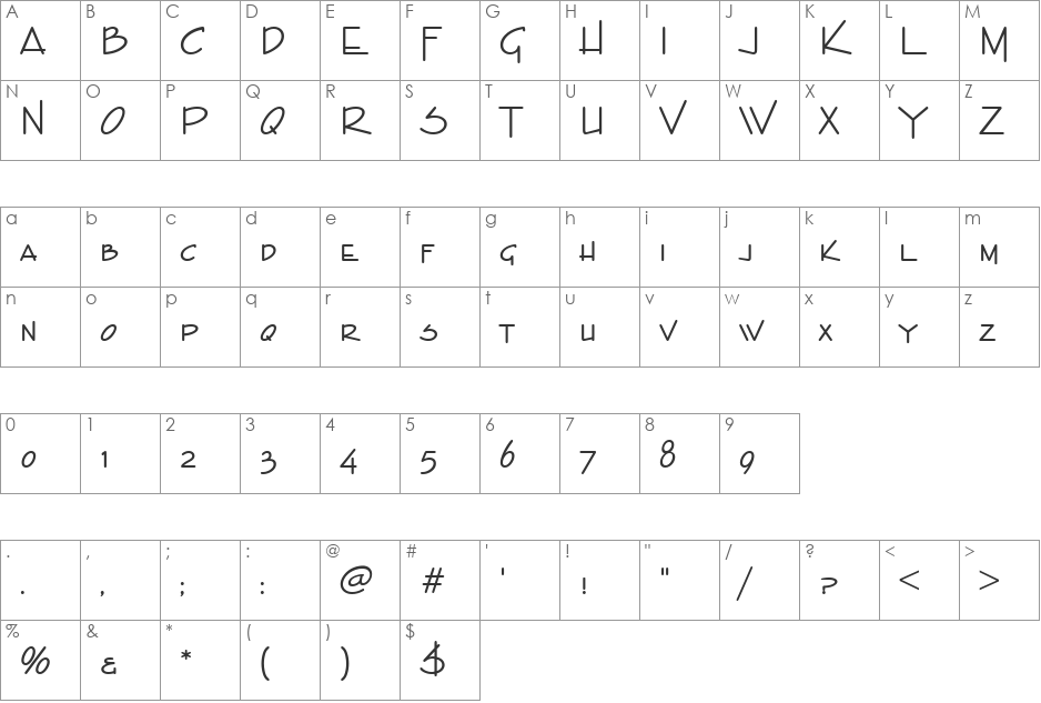 EnviroAntD font character map preview