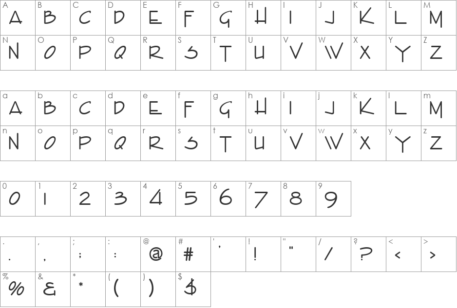 Envision font character map preview