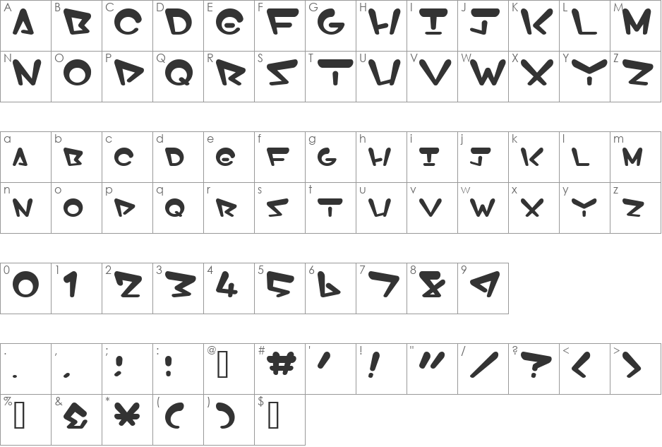 EosE font character map preview