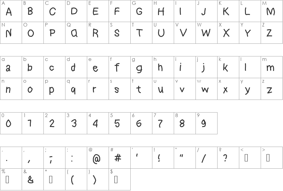 Epcl font character map preview