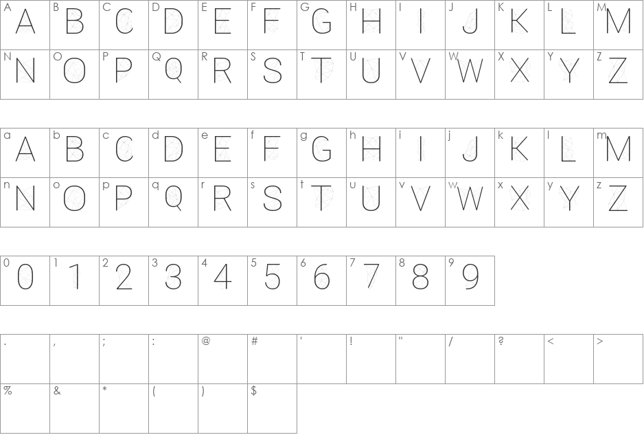 Amethyst font character map preview