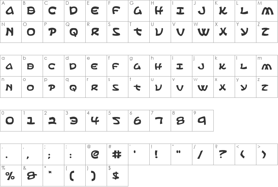 Ephesian font character map preview