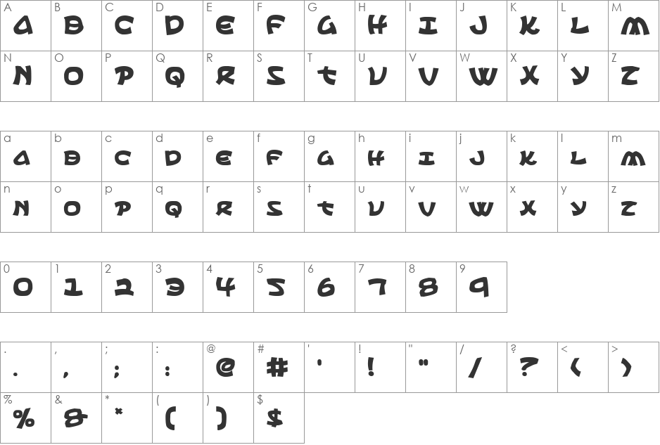 Ephesian Bold font character map preview