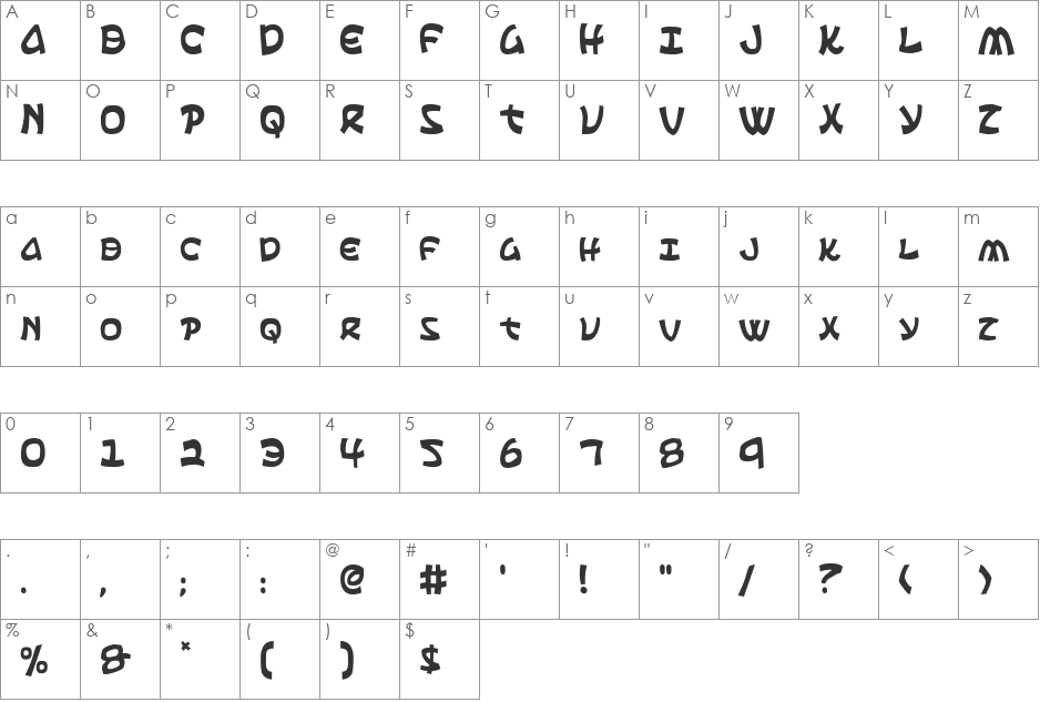 Ephesian Condensed font character map preview