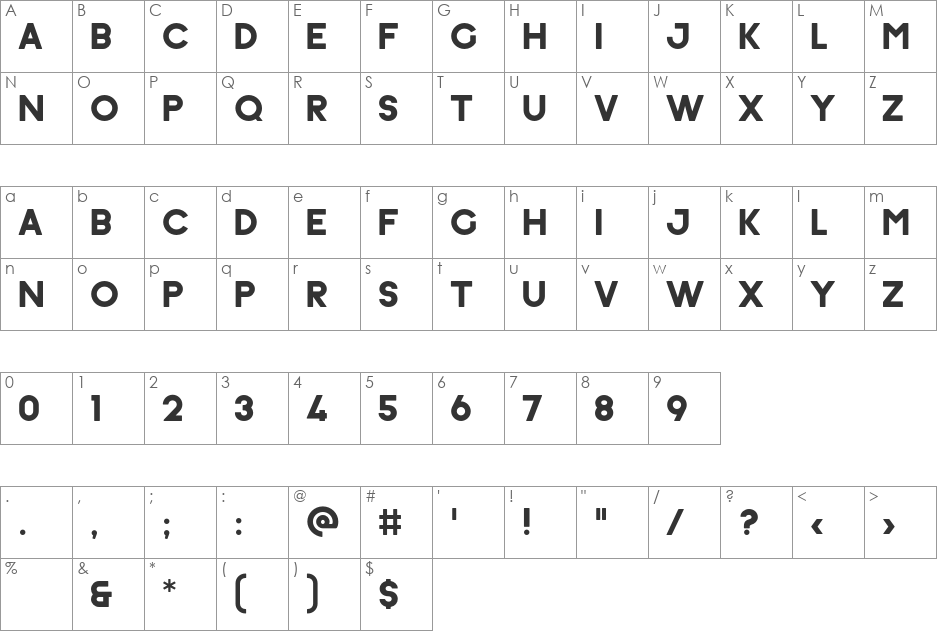 Ephesus font character map preview