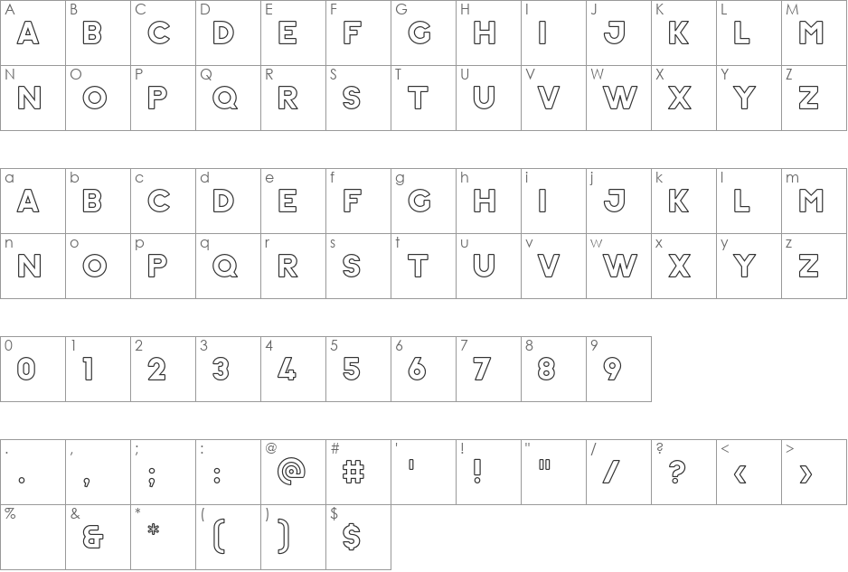 Ephesus extrabold outline font character map preview