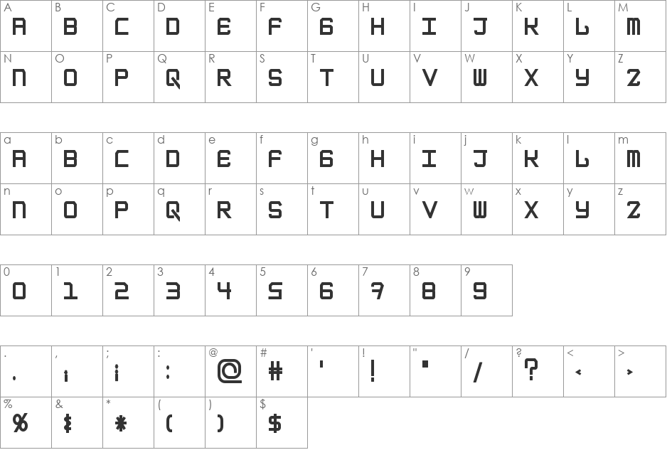 EpicenterRegular font character map preview