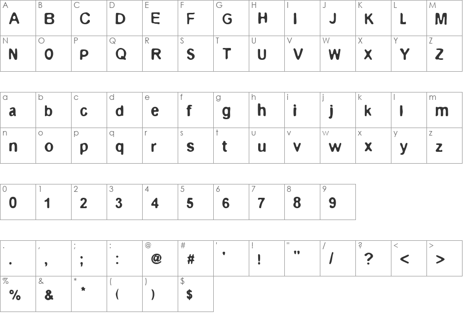 Epilog font character map preview